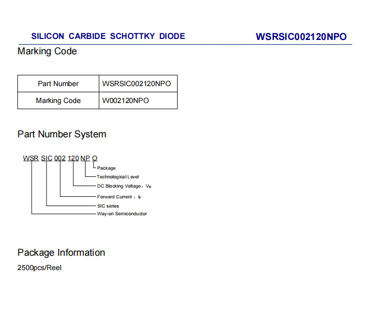 Wayon代理商，维安代理商，SiC Schottky Diode， 碳化硅肖特基二极管，WSRSIC002120NPO.png